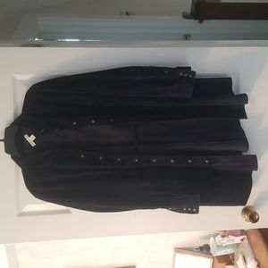 100% leather blue suede long jacket